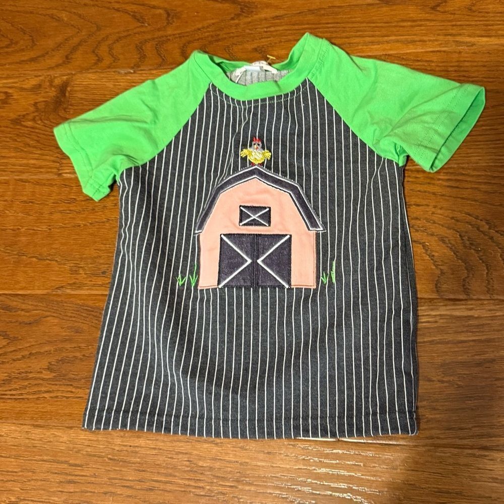 NWT Marie Nicole clothing farm appliqué boys size  XS shirt